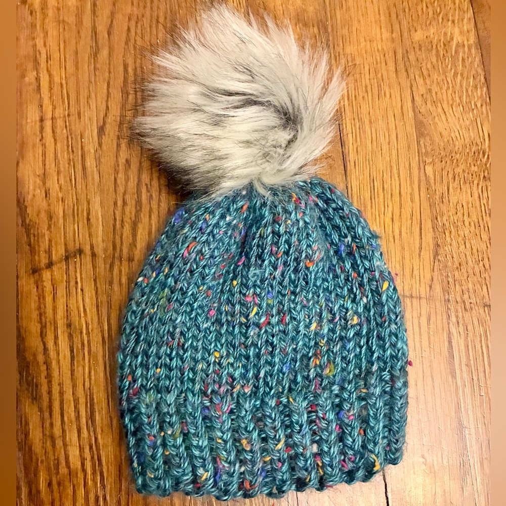 Cozy Blue Knit Pom-Pom Beanie for Kids